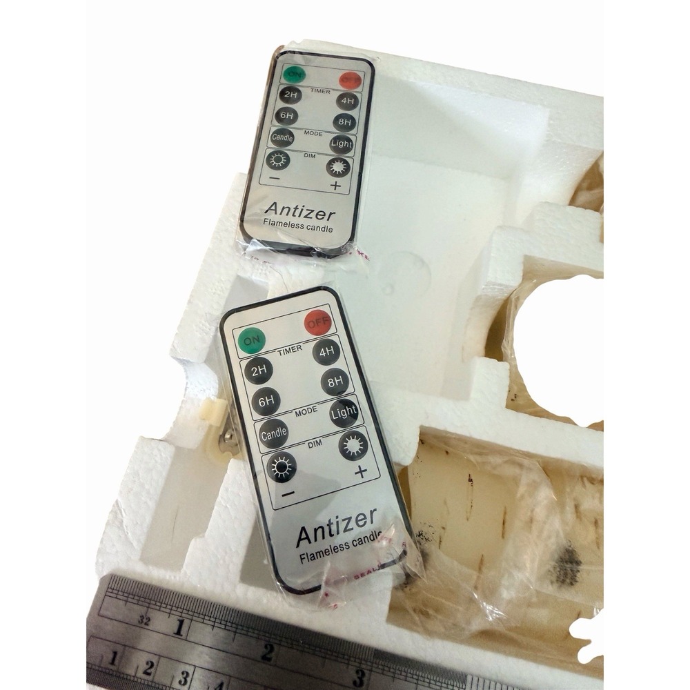 Set Of 9 Flameless Flickering LED Candles with Birch Bark Effect Battery Remotes - Picture 4 of 7